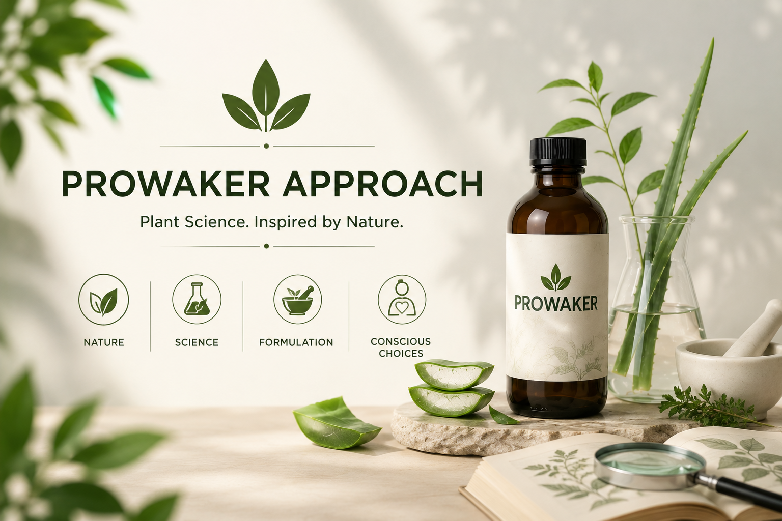 PROWAKER Approach – nature, plant science, thoughtful formulation and conscious wellness choices